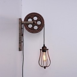 Designer Touch Decorative Industrial Retro Iron Wall Lamp Creative Personality Lift Pulley Wall Lamp