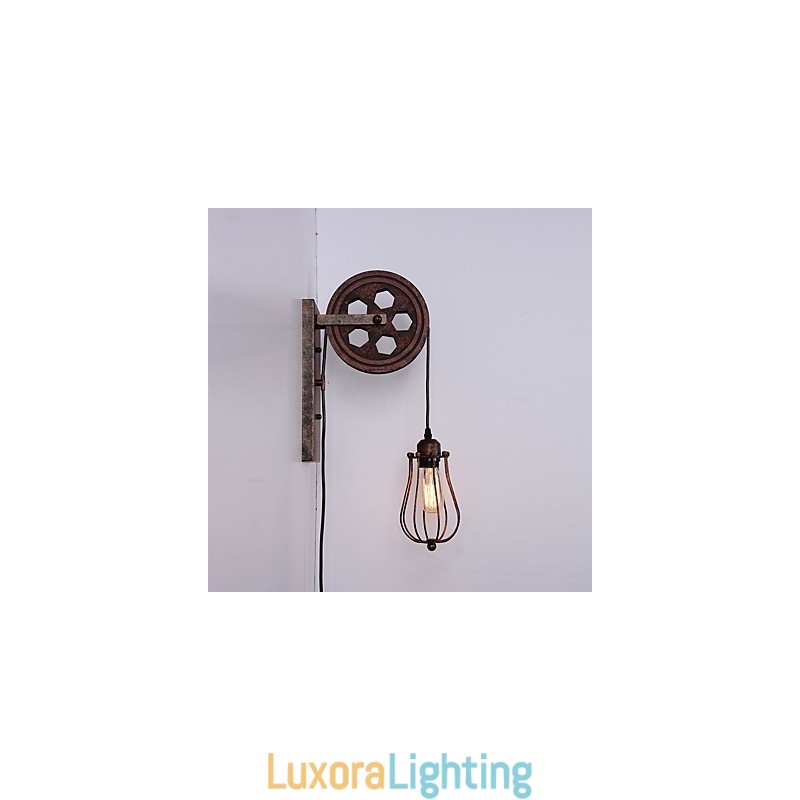 Designer Touch Decorative Industrial Retro Iron Wall Lamp Creative Personality Lift Pulley Wall Lamp
