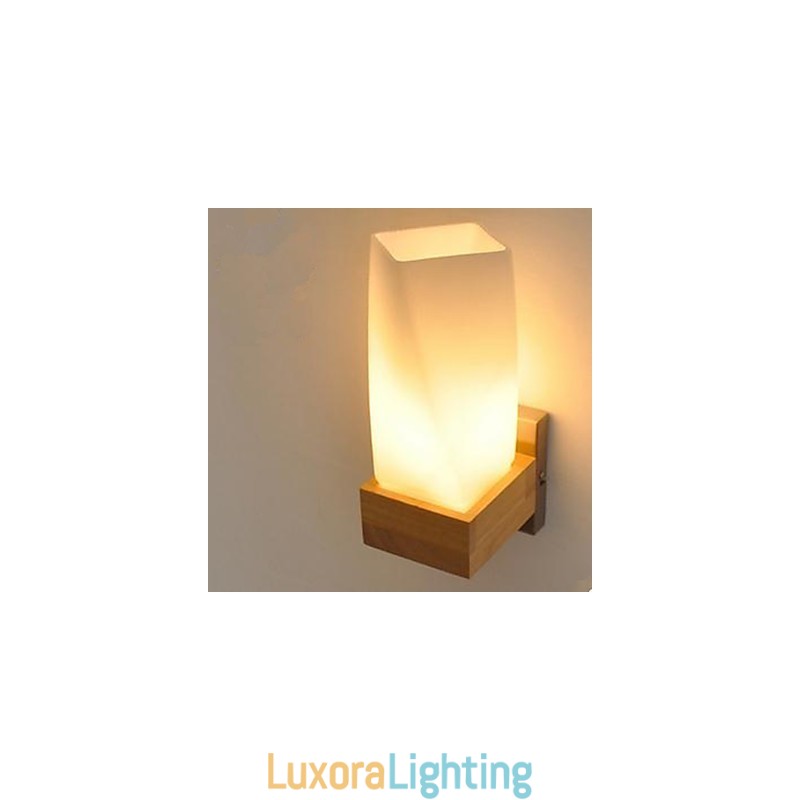 Designer Touch Decorative Simplicity Nordic Wood Art Living Room Corridor Balcony Glass Solid Wood Wall Lamp Of Bedroom The Head Of A Bed