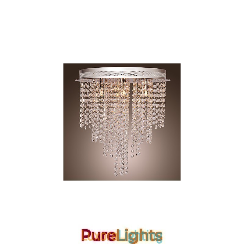 Designer Touch Decorative Modern Contemporary Crystal Mini Style Electroplated Metal Flush Mount