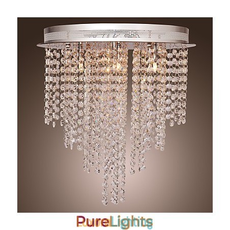Designer Touch Decorative Modern Contemporary Crystal Mini Style Electroplated Metal Flush Mount