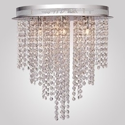 Designer Touch Decorative Modern Contemporary Crystal Mini Style Electroplated Metal Flush Mount