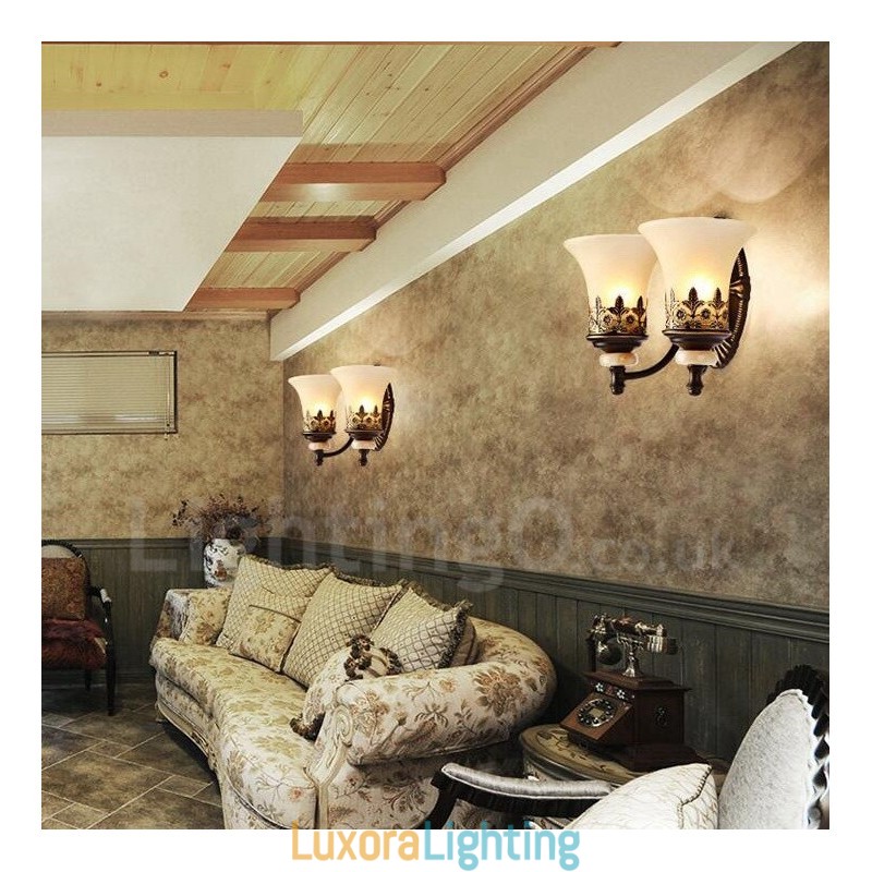 Designer Touch Decorative 2 Light Traditional Classic Living Room Dining Room Bed Room Metal Indoor Wall Sconces
