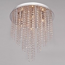 Designer Touch Decorative Modern Contemporary Crystal Mini Style Electroplated Metal Flush Mount