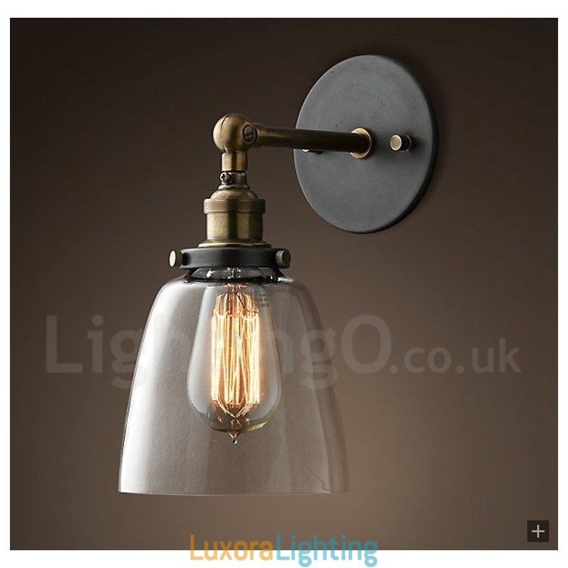 Designer Touch Decorative 1 Light Rustic Lodge Wall Light with Glass Shade