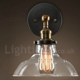 Designer Touch Decorative 1 Light Rustic Lodge Wall Light with Glass Shade