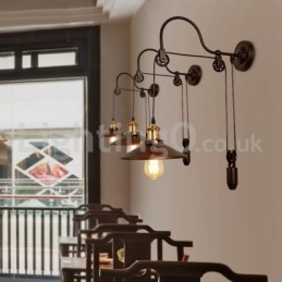 Designer Touch Decorative Retro Flush Mounted Wall Lights Aisle Bar Cafe Bedroom Study Loft Pulley Wall Lamp
