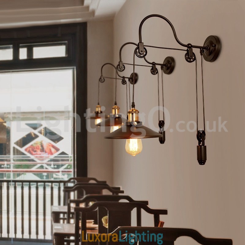 Designer Touch Decorative Retro Flush Mounted Wall Lights Aisle Bar Cafe Bedroom Study Loft Pulley Wall Lamp