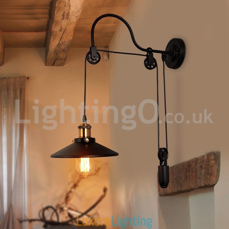 Designer Touch Decorative Retro Flush Mounted Wall Lights Aisle Bar Cafe Bedroom Study Loft Pulley Wall Lamp