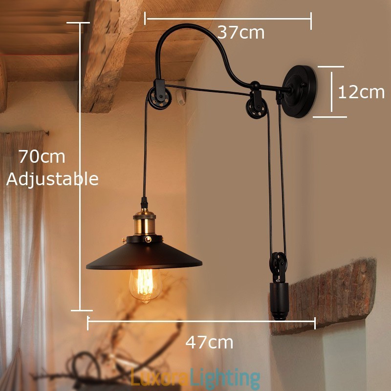 Designer Touch Decorative Retro Flush Mounted Wall Lights Aisle Bar Cafe Bedroom Study Loft Pulley Wall Lamp