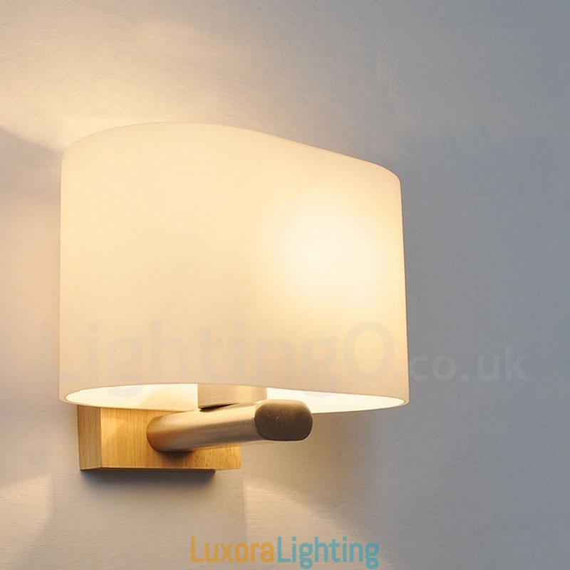 Designer Touch Decorative Modern Contemporary Wood Stainless Steel Wall Lights with Glass Shade for Aisle Bar Cafe Bedroom Study Loft Pulley Wall Lamp