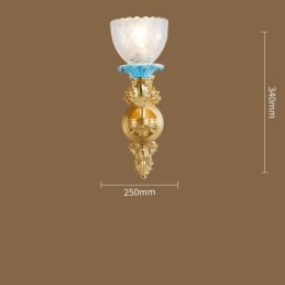 Designer Touch Decorative 100% Pure Brass Luxurious Rustic Retro Vintage Brass Ceramics 1 Light Candle Wall Light with Glass Shades Special for Hotel Office Showroom Living Room Dinning Room