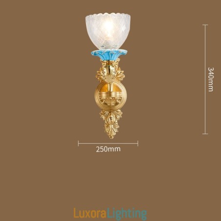 Designer Touch Decorative 100% Pure Brass Luxurious Rustic Retro Vintage Brass Ceramics 1 Light Candle Wall Light with Glass Shades Special for Hotel Office Showroom Living Room Dinning Room