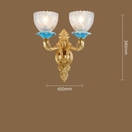 Designer Touch Decorative 100% Pure Brass Luxurious Rustic Retro Vintage Brass Ceramics 2 Light Candle Wall Light with Glass Shades Special for Hotel Office Showroom Living Room Dinning Room