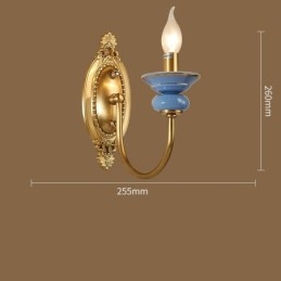 Designer Touch Decorative 100% Pure Brass Luxurious Rustic Retro Vintage Brass Ceramics 1 Light Candle Wall Light Special for Hotel Office Showroom Living Room Dinning Room