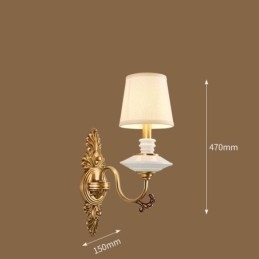 Designer Touch Decorative 100% Pure Brass Luxurious Rustic Retro Vintage Brass Ceramics 1 Light Candle Wall Light with Fabric Shade Special for Hotel Office Showroom Living Room Dinning Room