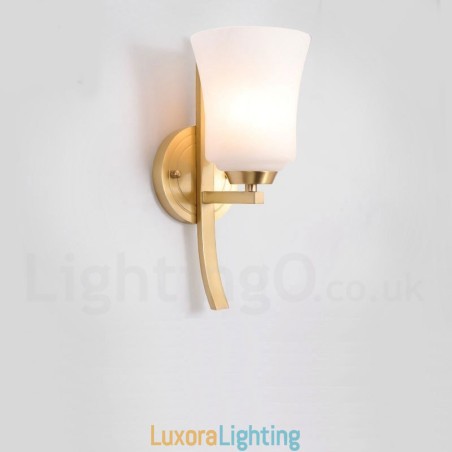 Designer Touch Decorative Pure Brass Luxurious Rustic Retro Vintage Brass 1 Light Wall Light with Glass Shade Special for Hotel Office Showroom Living Room Dinning Room