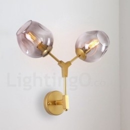 Designer Touch Decorative Rustic Retro Vintage Two Light Wall Light with Multi Colours Glass Shade Special for Hotel Office Showroom Living Room Bed Room