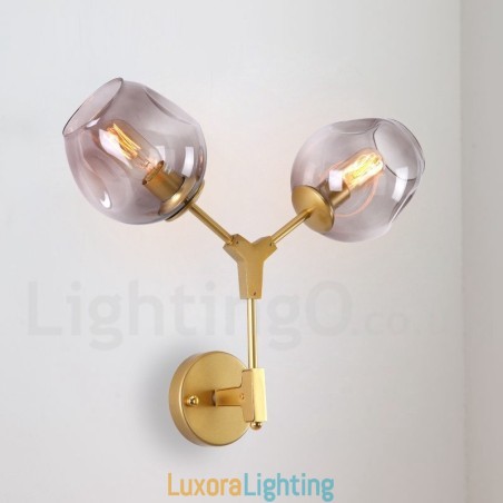 Designer Touch Decorative Rustic Retro Vintage Two Light Wall Light with Multi Colours Glass Shade Special for Hotel Office Showroom Living Room Bed Room