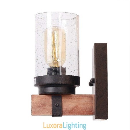Designer Touch Decorative 1 Light Vintage Wooden Industrial Style Wall Light for Wind Bar Loft Coffee Restaurant