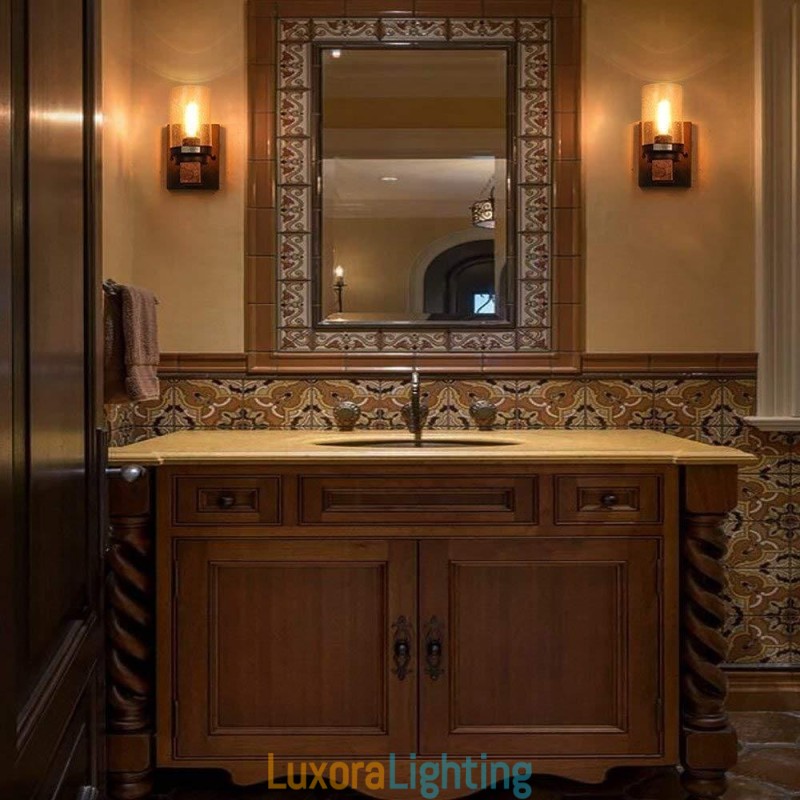 Designer Touch Decorative 1 Light Vintage Wooden Industrial Style Wall Light for Wind Bar Loft Coffee Restaurant