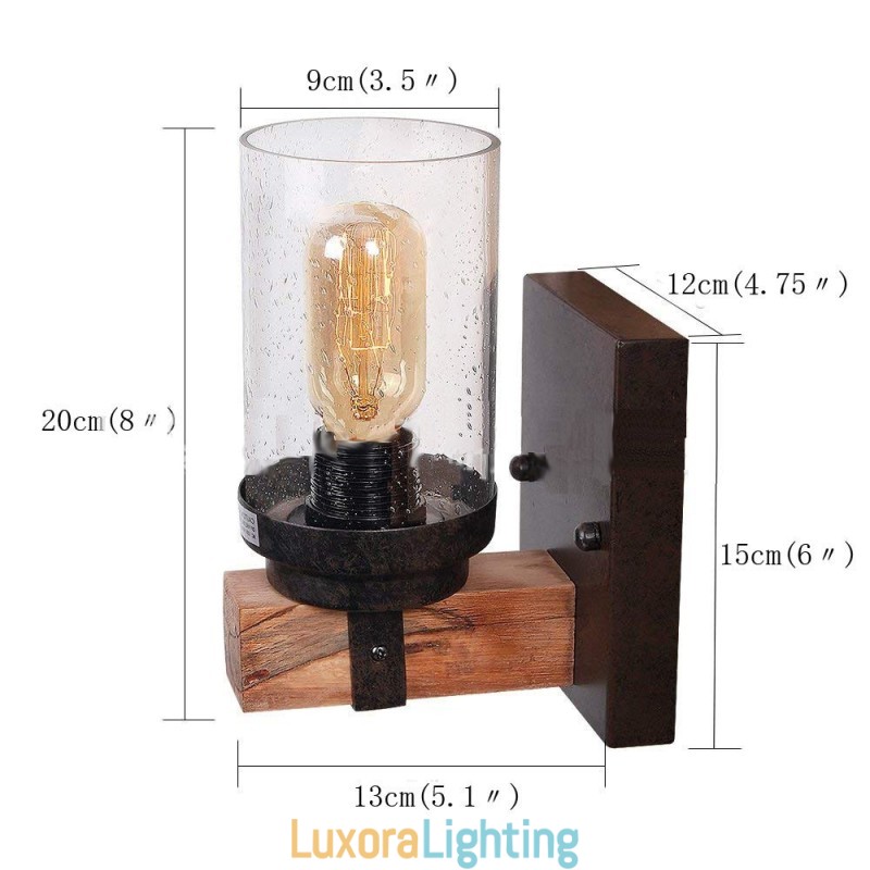 Designer Touch Decorative 1 Light Vintage Wooden Industrial Style Wall Light for Wind Bar Loft Coffee Restaurant