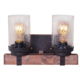 Designer Touch Decorative 2 Light Vintage Wooden Industrial Style Wall Light for Wind Bar Loft Coffee Restaurant