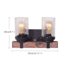 Designer Touch Decorative 2 Light Vintage Wooden Industrial Style Wall Light for Wind Bar Loft Coffee Restaurant