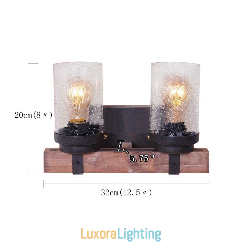 Designer Touch Decorative 2 Light Vintage Wooden Industrial Style Wall Light for Wind Bar Loft Coffee Restaurant
