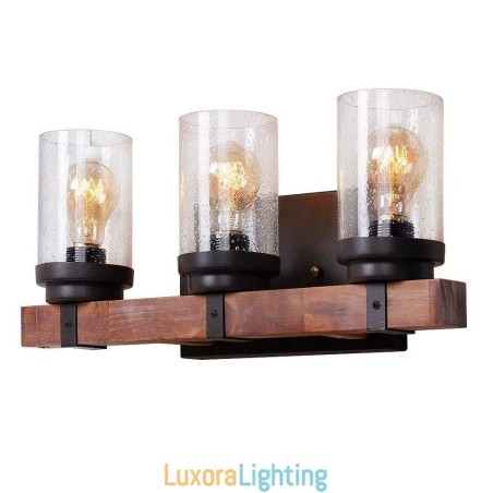 Designer Touch Decorative 3 Light Vintage Wooden Industrial Style Wall Light for Wind Bar Loft Coffee Restaurant