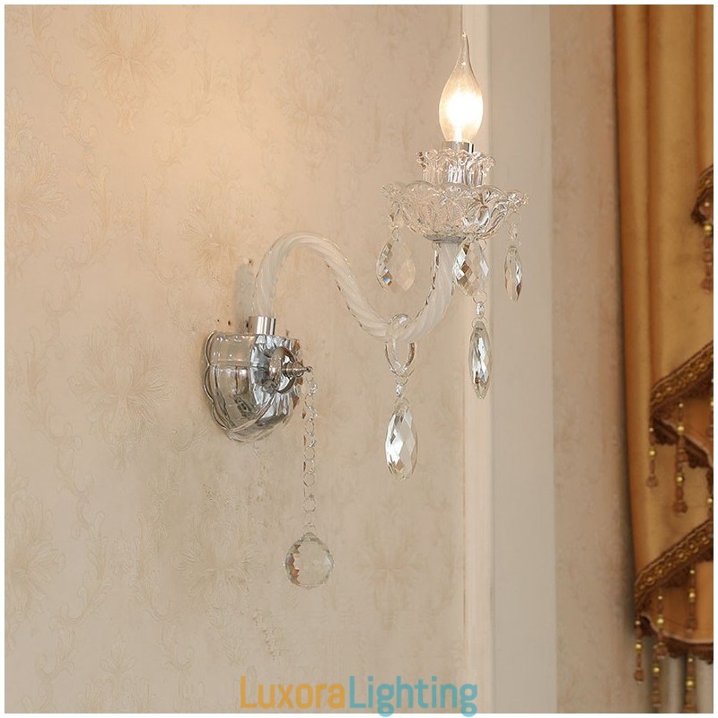 Designer Touch Decorative 1 Light Matching Crystal Candle Retro Glass Wall Light