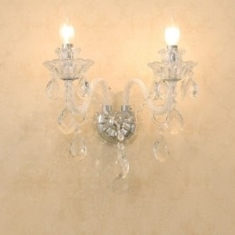 Designer Touch Decorative 2 Light Matching Crystal Candle Retro Glass Wall Light