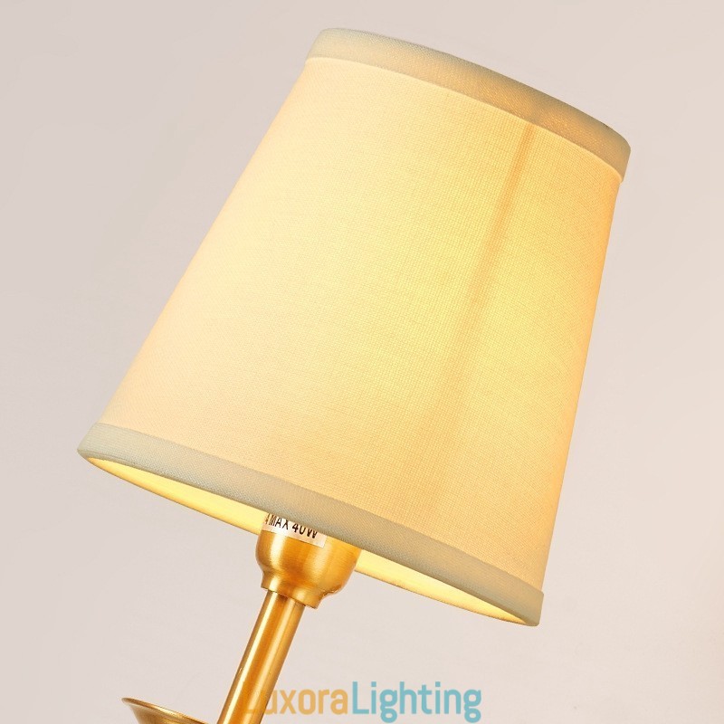 Designer Touch Decorative Pure Brass Luxurious Rustic Retro Vintage 1 Light Candle Wall Light with Fabric Shade Special for Hotel Bedroom Showroom Living Room Dinning Room
