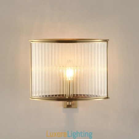 Designer Touch Decorative Pure Brass Luxurious Rustic Retro Vintage 1 Light Wall Light with Glass Shade