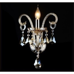 Designer Touch Decorative 1 Light Matching Cognac Color K9 Crystal Candle Retro Glass Wall Light