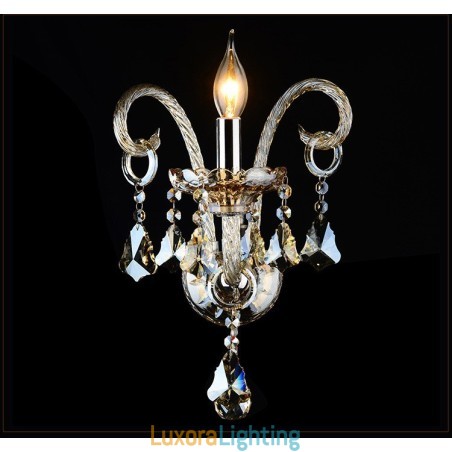 Designer Touch Decorative 1 Light Matching Cognac Color K9 Crystal Candle Retro Glass Wall Light