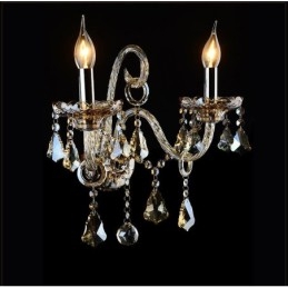 Designer Touch Decorative 2 Light Matching Cognac Color K9 Crystal Candle Retro Glass Wall Light