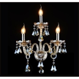 Designer Touch Decorative 3 Light Matching Cognac Color K9 Crystal Candle Retro Glass Wall Light