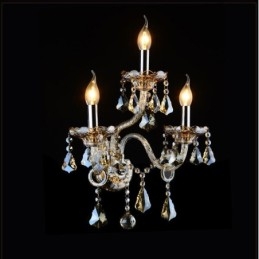 Designer Touch Decorative 3 Light Matching Cognac Color K9 Crystal Candle Retro Glass Wall Light
