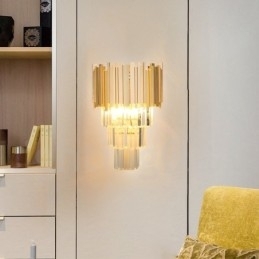 Designer Touch Decorative Gold Matching Postmodern Luxury K9 Crystal Wall Light with Crystal Shade