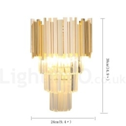 Designer Touch Decorative Gold Matching Postmodern Luxury K9 Crystal Wall Light with Crystal Shade