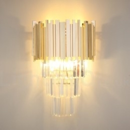 Designer Touch Decorative Gold Matching Postmodern Luxury K9 Crystal Wall Light with Crystal Shade