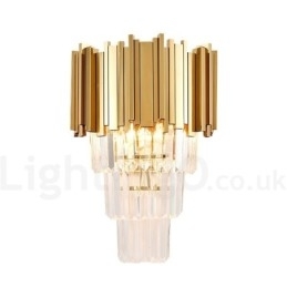 Designer Touch Decorative Gold Matching Postmodern Luxury K9 Crystal Wall Light with Crystal Shade