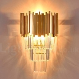 Designer Touch Decorative Gold Matching Postmodern Luxury K9 Crystal Wall Light with Crystal Shade