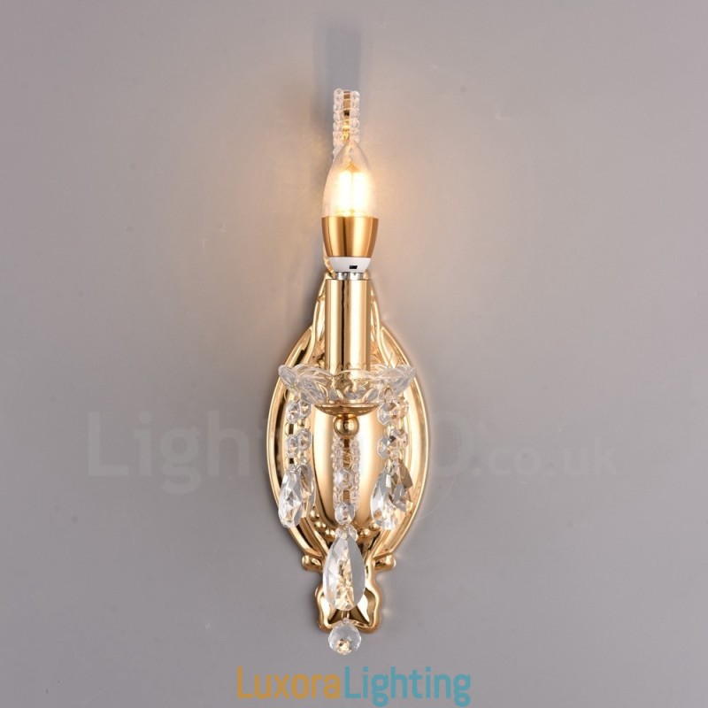 Designer Touch Decorative 1 Light Gold Black American Style Crystal Wall Light for Living Room Dining Room Clothing Store Coffee Store Hotel