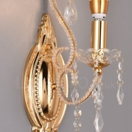 Designer Touch Decorative 1 Light Gold Black American Style Crystal Wall Light for Living Room Dining Room Clothing Store Coffee Store Hotel