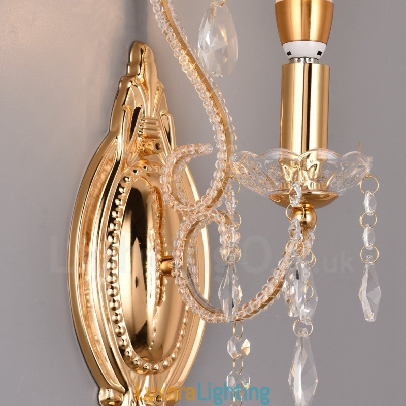 Designer Touch Decorative 1 Light Gold Black American Style Crystal Wall Light for Living Room Dining Room Clothing Store Coffee Store Hotel