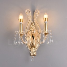 Designer Touch Decorative 2 Light Gold Black American Style Crystal Wall Light for Living Room Dining Room Clothing Store Coffee Store Hotel
