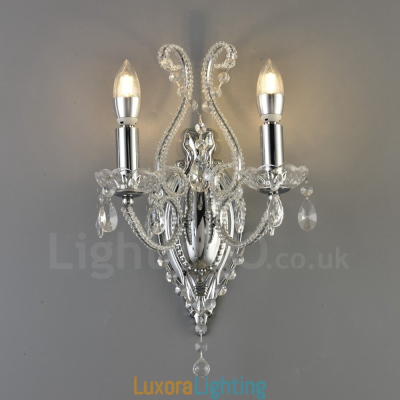 Designer Touch Decorative 2 Light Gold Black American Style Crystal Wall Light for Living Room Dining Room Clothing Store Coffee Store Hotel