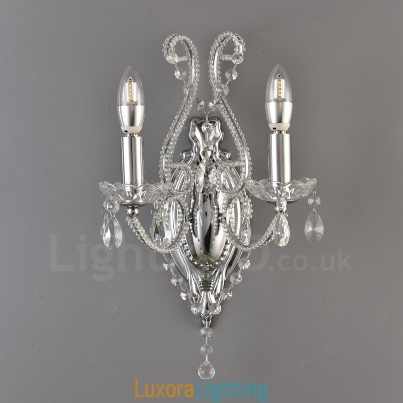 Designer Touch Decorative 2 Light Gold Black American Style Crystal Wall Light for Living Room Dining Room Clothing Store Coffee Store Hotel